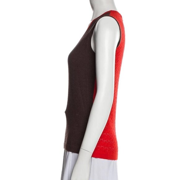 New Carolina Herrera Colorblock Scoop Neck Sleeveless Knitted Vest Sweater Small - Picture 3 of 12